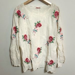 ⭐️Johnny Was cupra rayon rose embroidered blouse ⭐️